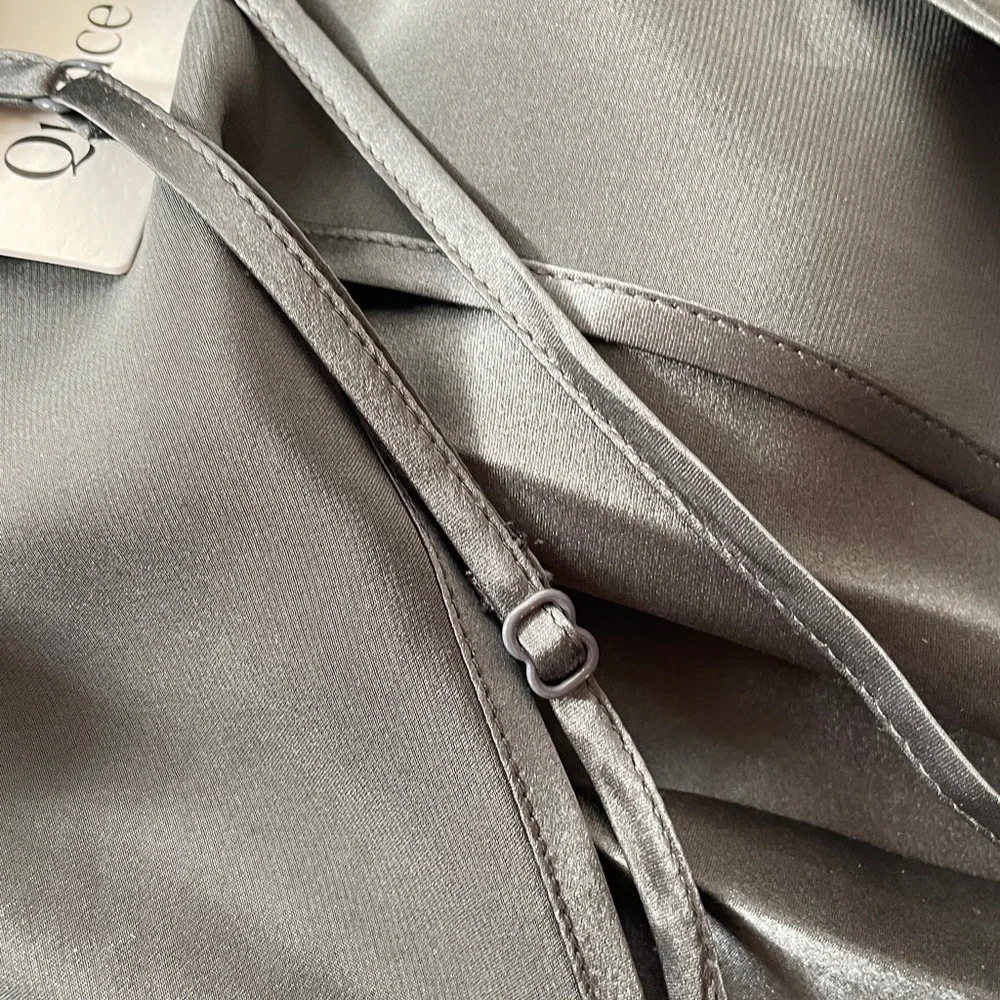 QUINCE SILK MINI SLIP DRESS
***LAVA SMOKE COLOR***
New with tag 
Size small - Picture 5 of 7